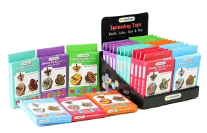 Funvention Spinning Tops (Geometric Patterns) - Pack of 24 (2 Tops per Pack) DIY & Coloring activity- Birthday Return Gifts