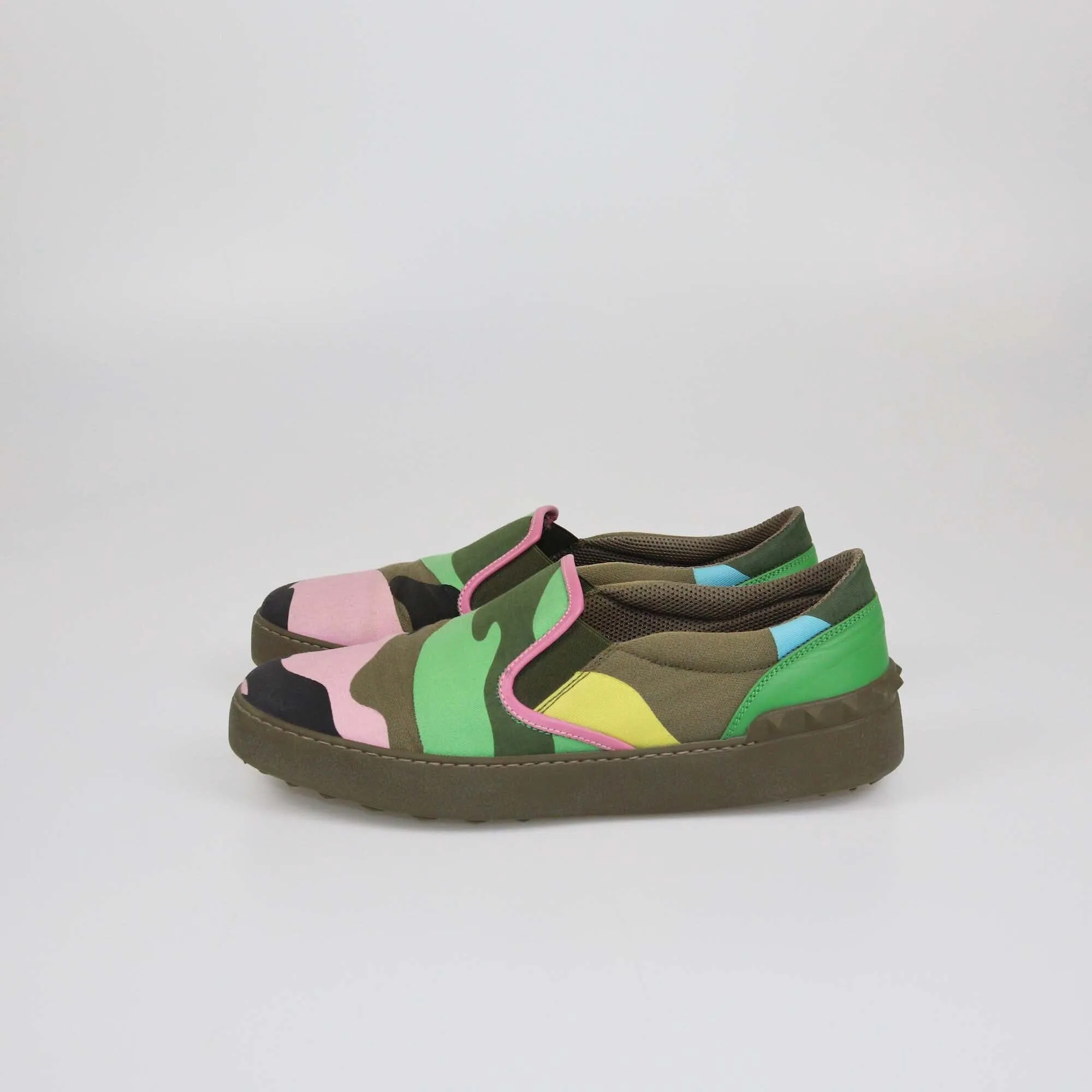 Valentino Multicolor Camouflage Print Slip On Sneakers