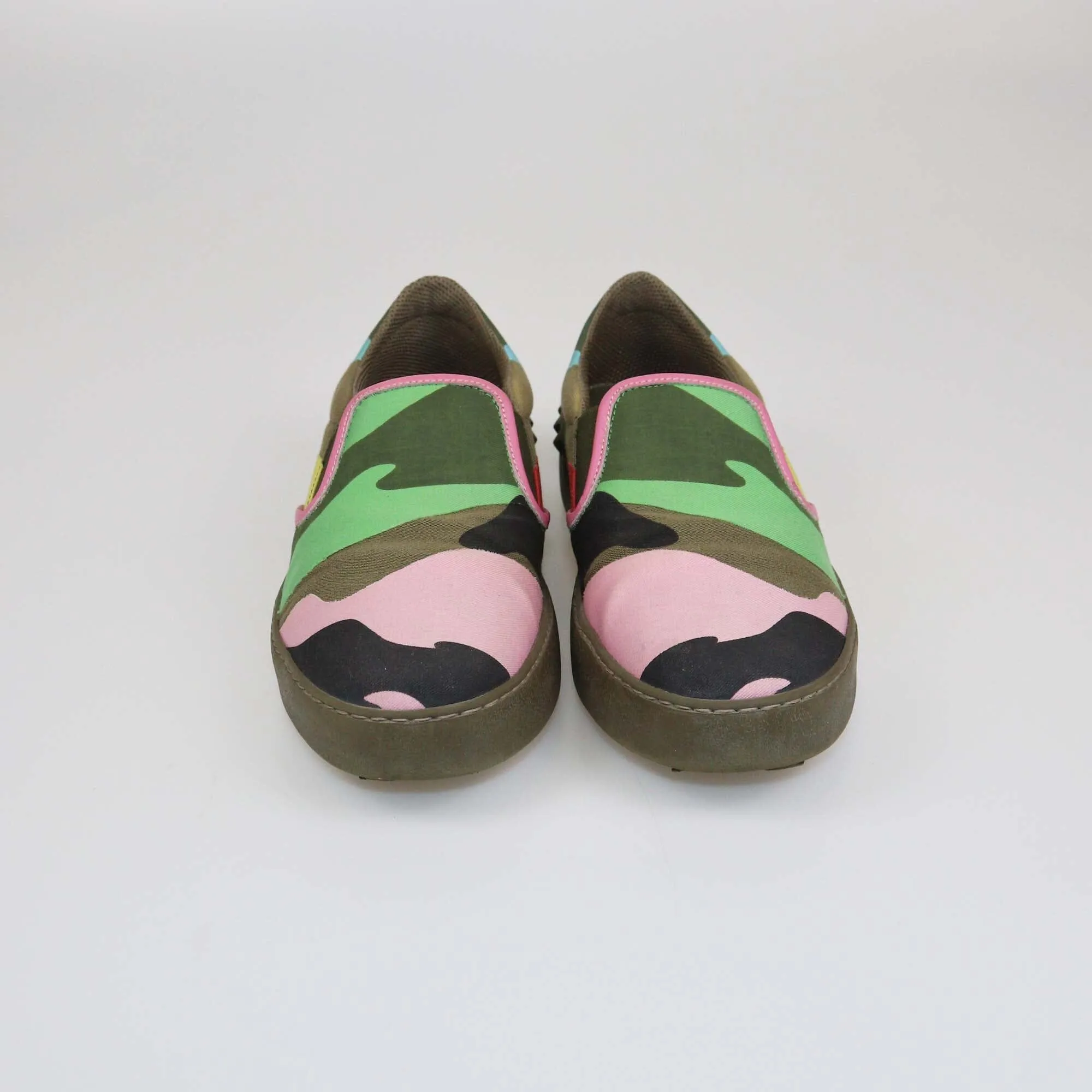 Valentino Multicolor Camouflage Print Slip On Sneakers