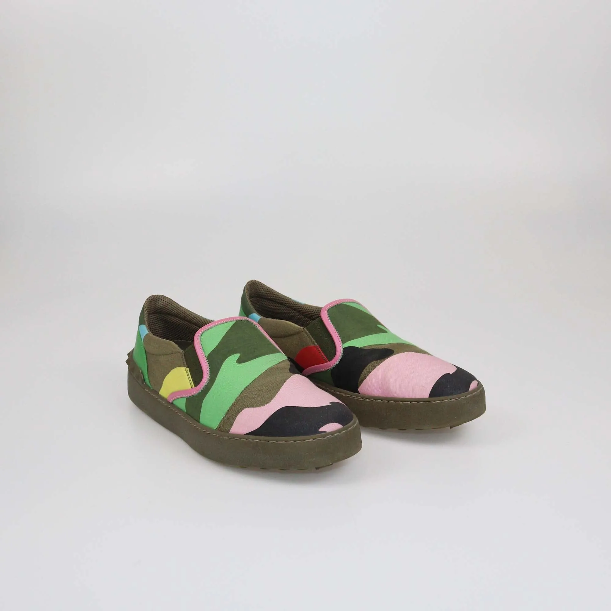 Valentino Multicolor Camouflage Print Slip On Sneakers