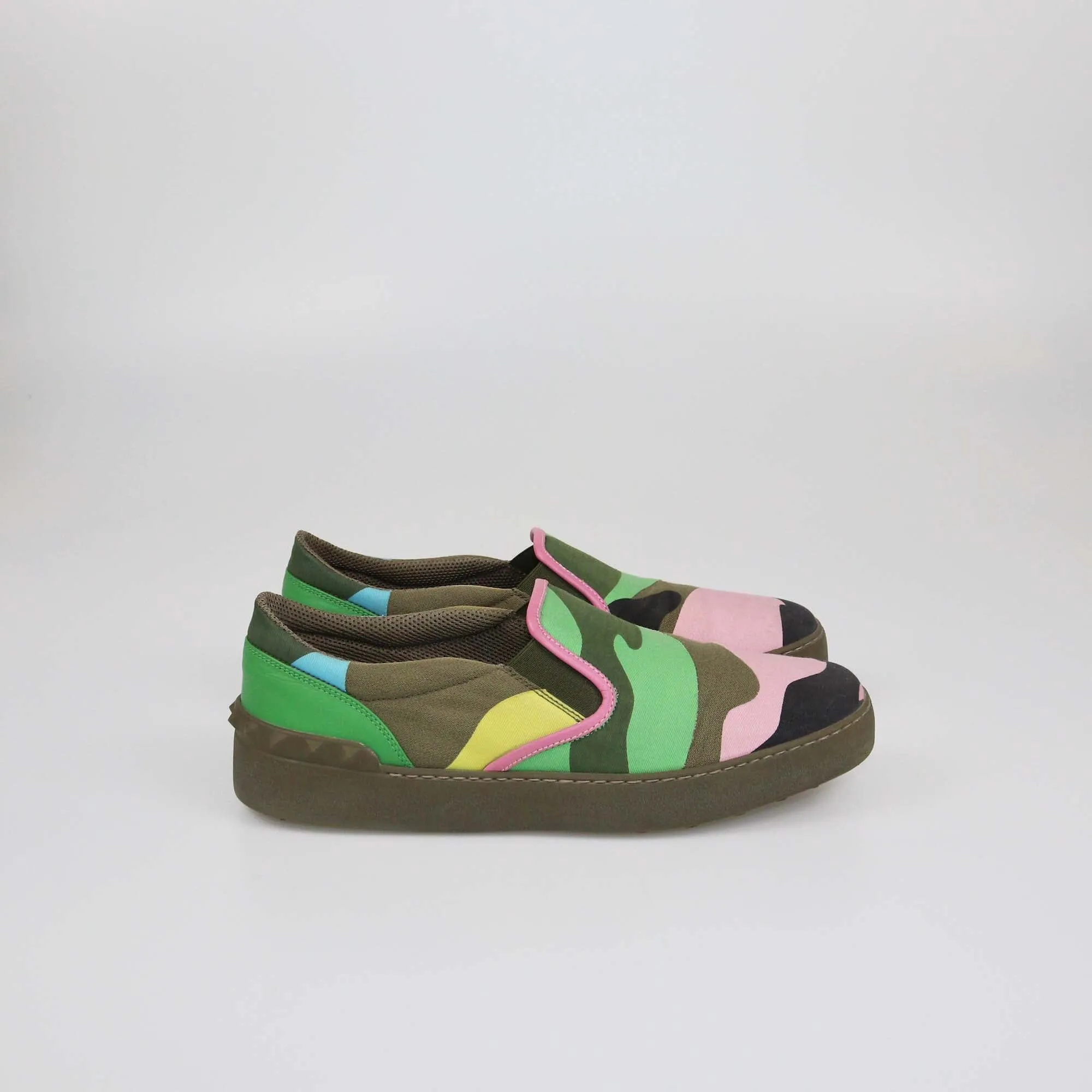 Valentino Multicolor Camouflage Print Slip On Sneakers